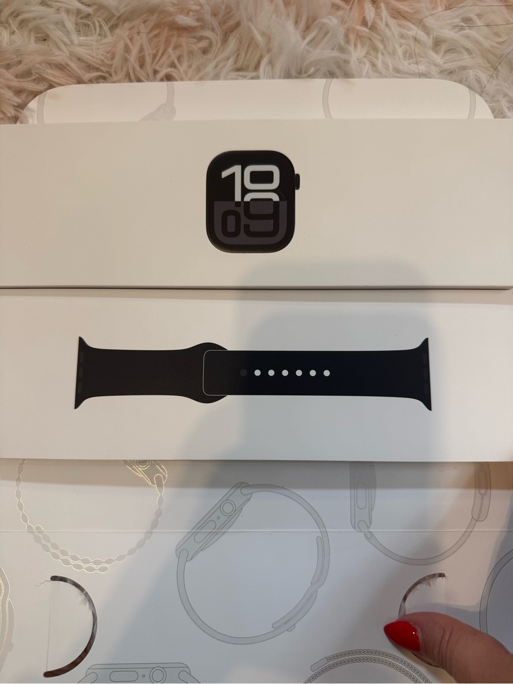 Black Apple Watch Series 10 42MM w: M/L Sport Band - Classic Silicone Strap